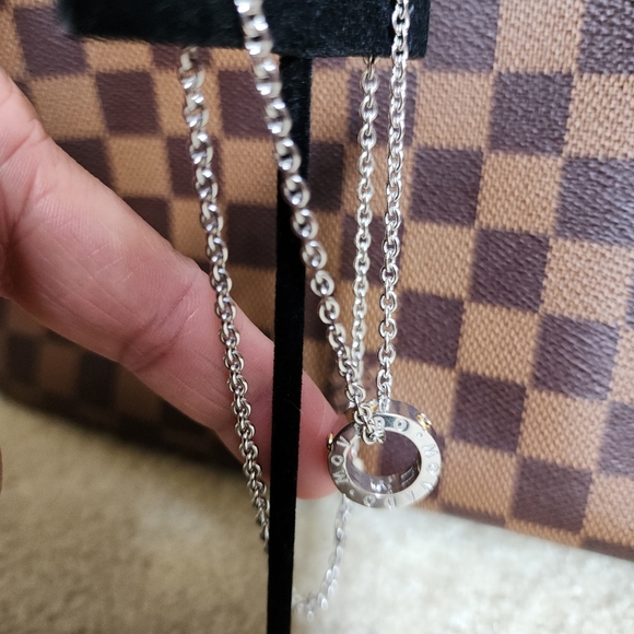 18k Ladies Movado 18K Gold 0.18ctw Diamond Circle Pendant Two Tone Eternity Neck